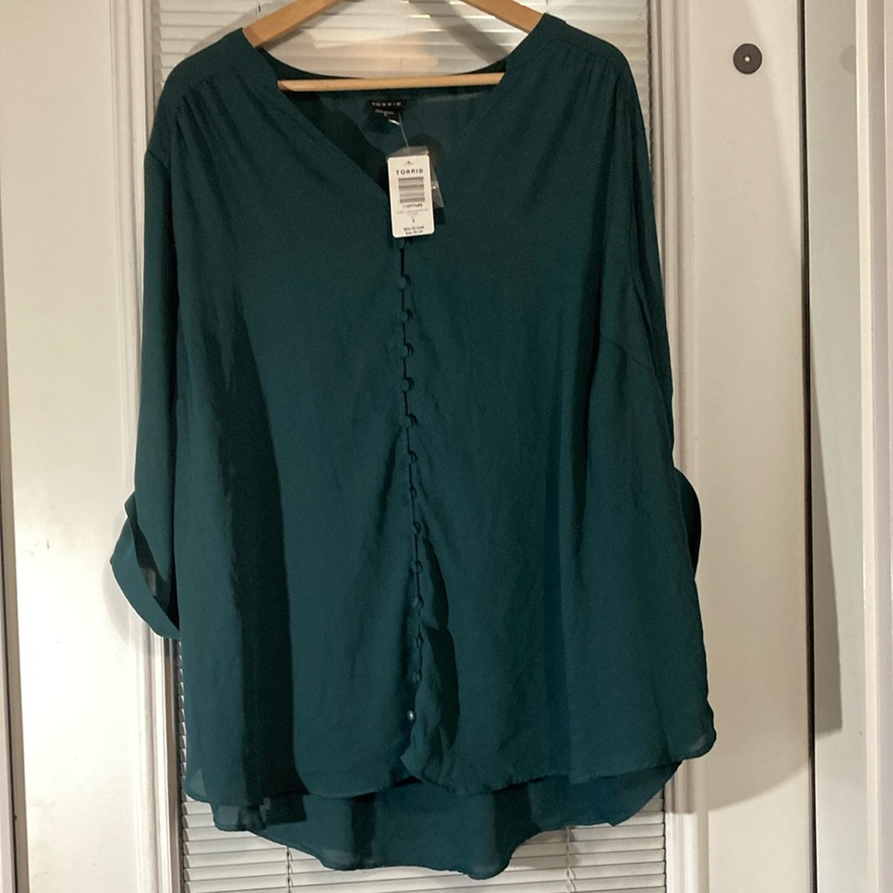 Teal Button-Down Women's Top